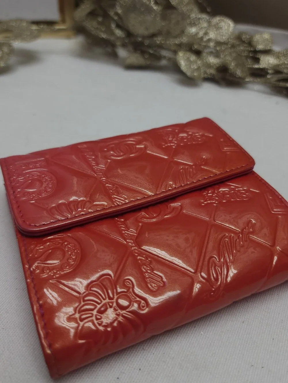 Authentic Chanel Embossed Leather Wallet With COA